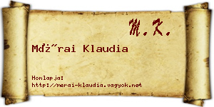 Mérai Klaudia névjegykártya